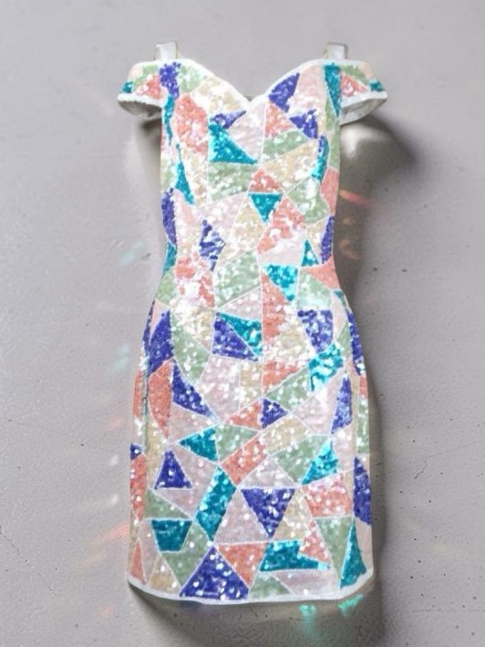 NADINE Multi Color 90’s Off Shoulder Sequin Dress Size Medium